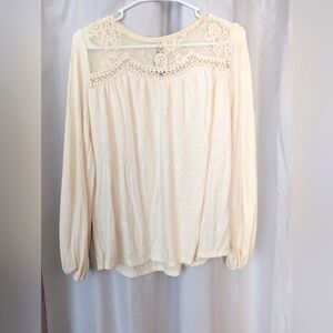 Womans Long Sleeve Cream Soft Shirt